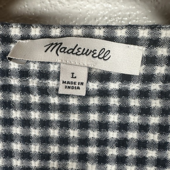 Madewell Cuff Sleeve Button Front Tiered Mini Dress Gingham Check Womens Large - Picture 5 of 7
